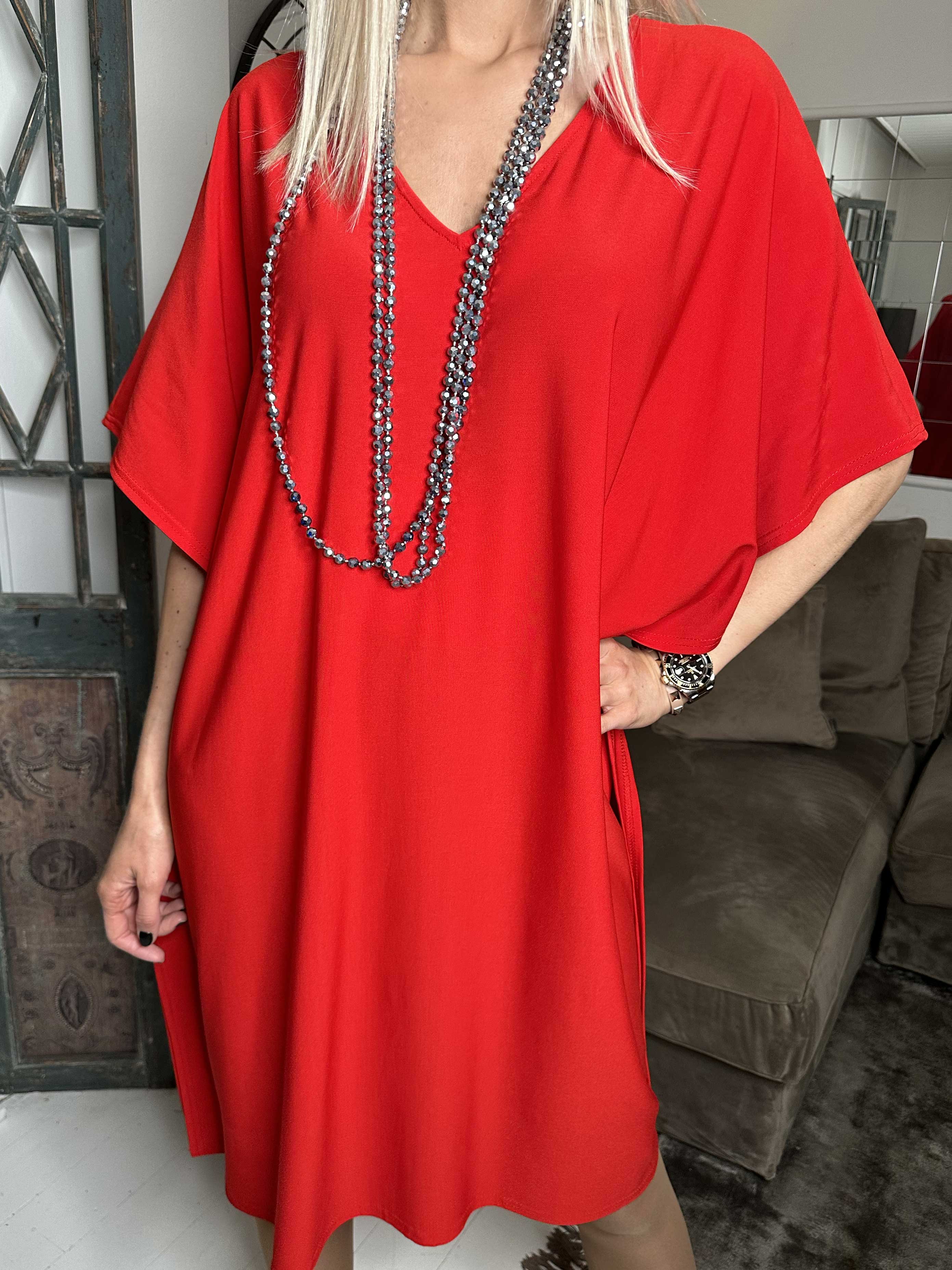 Azmina Plain - Ensfarvet elastisk tunika i løs pasform